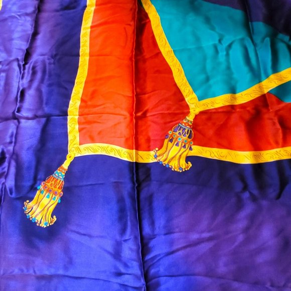 Linda Allard Ellen Tracy Silk Scarf Set of 2 Bold Colors 36" DH239 - Picture 8 of 11